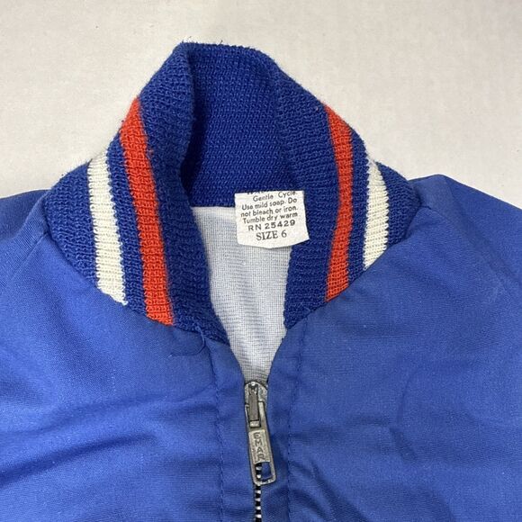 Vintage Bomber Jacket Size 6 Boy Blue American Flag Patriotic - Picture 3 of 16